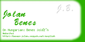 jolan benes business card